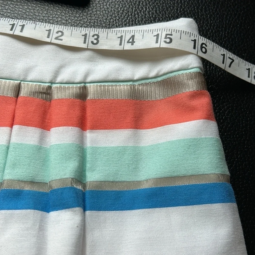 Kate Spade Ribbon Cape Rainbow Stripe Skirt Rainbow Pleated Midi Sz 12 NEW